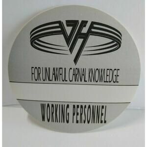 Van Halen Original Backstage Pass Original 1991 Carnal Knowledge Silver Eddie